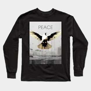 Peace Against Hate: Call for a Peaceful Resolution on a Dark Background Long Sleeve T-Shirt